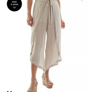 BCX Light Cream Wide-Leg Pants